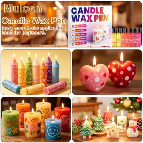 Candle Wax Pen 26 Colors Set - 3D Candle Paint with Glitter Gold Silver, Smooth Drawing Wax Pen for DIY Candle Making, Birthday, Wedding Party, Non-Toxic, Fast-Drying, Long-Lasting Color - 0.35oz/10ml