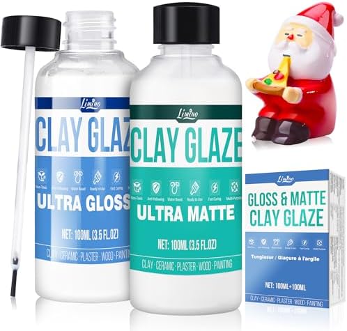 Air Dry Clay Glaze - Upgraded Polymer Clay Glaze, 2 x 100ml Ultra Gloss and Matte Finish Varnish Pottery Glaze, Clay Sealant to Prevent Scratches, Wear, Cracking - Professional Clay Tools, Quick Dry