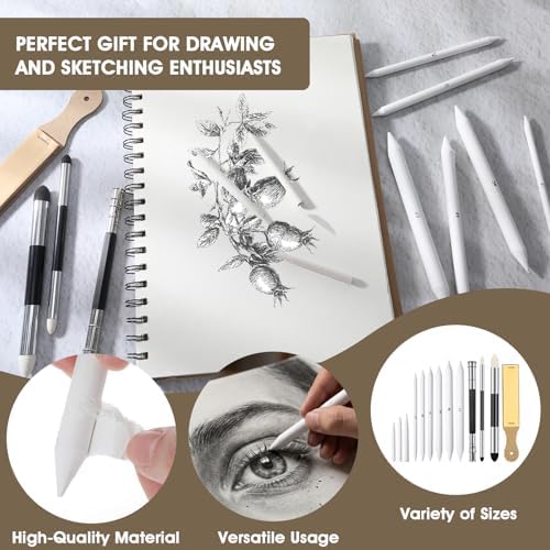13 Pcs Blending Stump for Drawing, Portable Oil Pastel Blending Tool