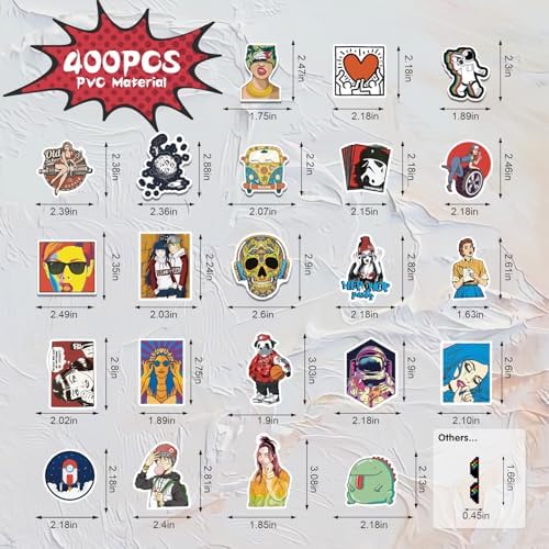 Arme Cool Waterproof Stickers for Water Bottles Bulk Sticker Pack 400PCS | Vinyl Random Stickers for Teens, Men, Adults, Laptop, Skateboard, Decal Stickers for Backpack, Assorted