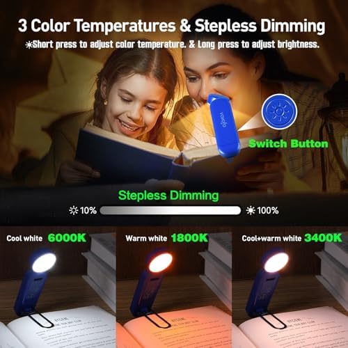 VAVOFO USB Rechargeable Book Light, Bookmark Clip on LED Reading Light