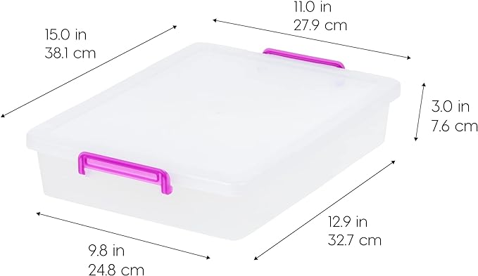 IRIS USA Storage Bins with Lids |Made in USA| 6 Qt - (6-Pack) - Clear | Plastic Containers for Crafts, Art, Office & Study Supplies / Secure Latch Buckles