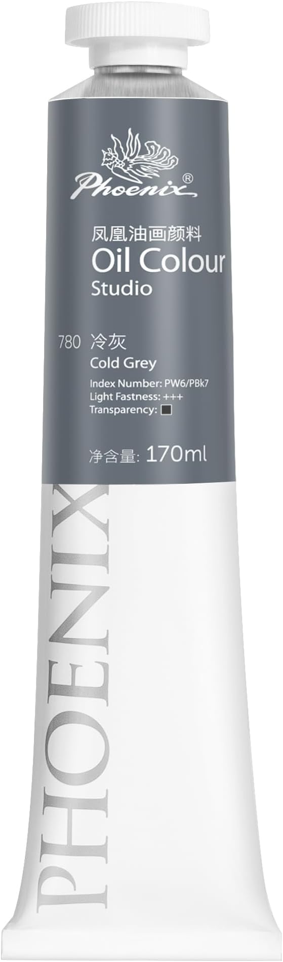 PHOENIX Cold Grey Oil Paint - Studio Oil Paint Single Large Tube - 170ml / 5.75 Fl oz. Cold Grey 780