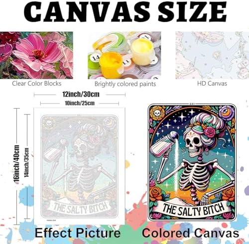 GOUOYANA Paint By Numbers Kit for Adults-Skull THE Salty Funny Canvas | Adult Paint by Number Kits on Canvas for Painting DIY Skull THE SALTY Painting Art by Numbers for Home Wall Art Gift12X16in