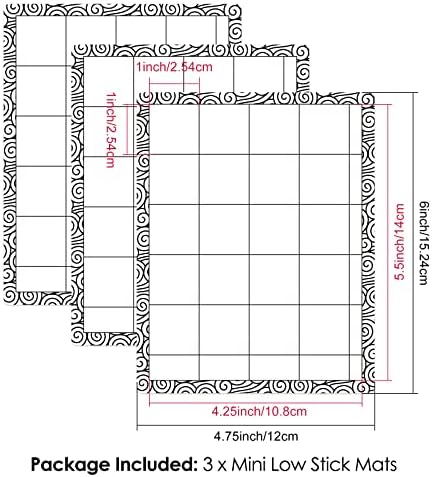 3 PCS Mini Low Stcik Mat Multi-Use Tack Stick and Stamp Mat with Grid for Alignment for Mini Stamping Platform Adhesived Sheet Scrapbooking Craft Accessory,4.75x6inch