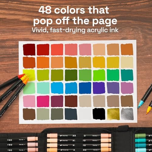 ARTISTRO 48 Acrylic Paint Markers, Set of Paint pens | Brush & Fine Precision Tips, Painting & Calligraphy, Multisurface for Fabric, Rock, Glass Painting, Wood, DIY, Craft, Canvas