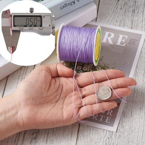 150 Yards 0.5mm Braided Nylon Cord Rope Friendship Bracelet String Lilac Macrame Cord for Necklace Bracelet Jewelry Craft Making