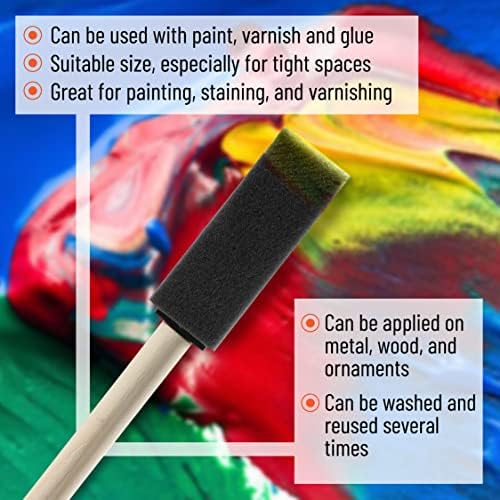 Bates- Foam Paint Brushes, 1 Inch, 26 Pack, Sponge Paint Brushes for Painting for Staining, Varnishes, and DIY Craft Projects