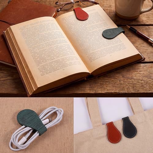 4Pcs Magnetic Leather Bookmark PU Leather Page Marker for Books Planner Journal Bible Reader Gift Reading Accessory