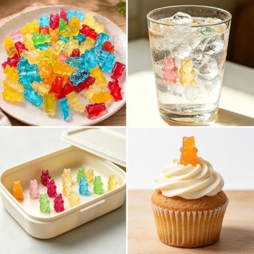 Gummy Molds Bear Candy Silicone, Mini Size Chocolate Gummy Molds with 2 Droppers Nonstick Food Grade Silicone Molds Pack of 4