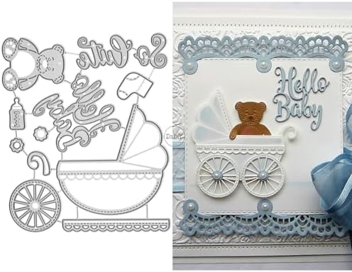 Patchwork Baby Stroller Bear Metal Cutting Dies for Card Making