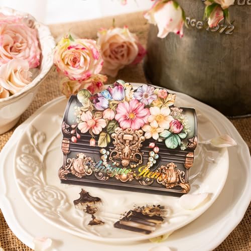 240Pcs PET Scrapbook Stickers Vintage Floral Designs for Scrapbooking DIY Crafts Waterproof Journaling Supplies Junk Journal Ephemera with Storage Organizer