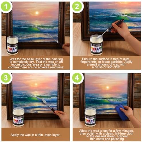 Conelist 1 Set Oil Painting Waterproof and Dustproof Wax Medium with Palette Knife Versatile Waterproof Protective Coat Wax and Dammar Resin Medium for Painting Sealing Finishing (16 oz)