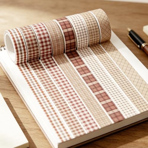 16 Rolls Vintage Gingham Plaid Washi Tape Set