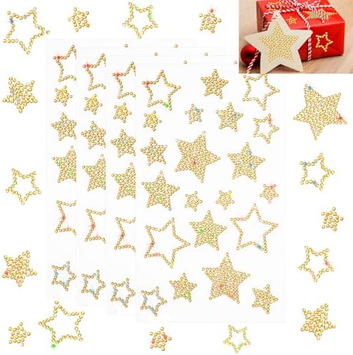 Epakh 84 Glitter Bling Rhinestone Sticker, Star, Gold