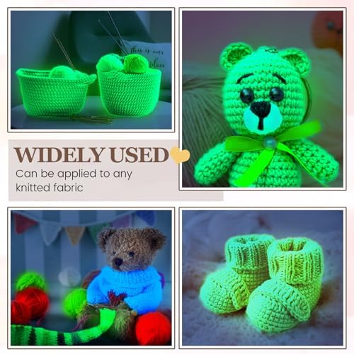 WILLBOND 5 Rolls Glow in The Dark Yarn for Crocheting, Vivid