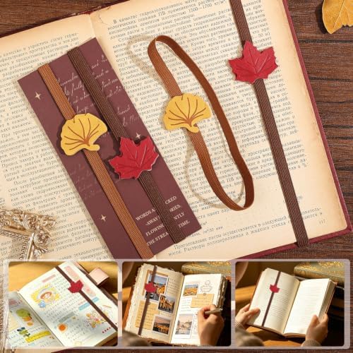 2PCS Vintage Elastic Leather Bookmark for Women, Elastic Bands Leather Book Marks, PU Bookmarks Planner Accessories, for Book Lover, Reader, Notebooks，Hardcover Journals, Planners, Binders