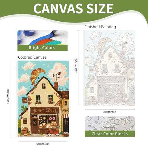 4 Pack Framed Paint by Numbers Kit for Adults Beginner with Wooden Easel, Landscape Easy Paint by Numbers with Frame, DIY Adult Paint by Numbers Kits on Canvas Framed for Home Decor Gift 8x12 Inch