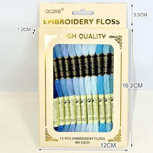 Premium Rainbow Color Embroidery Floss - Cross Stitch Threads - Friendship Bracelets Floss - Crafts Floss - 12 Skeins Per Pack Embroidery Floss,Ocean Color