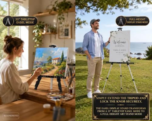 MXG Aluminum Art Easel,Professional Display Easel for Painting & Sign