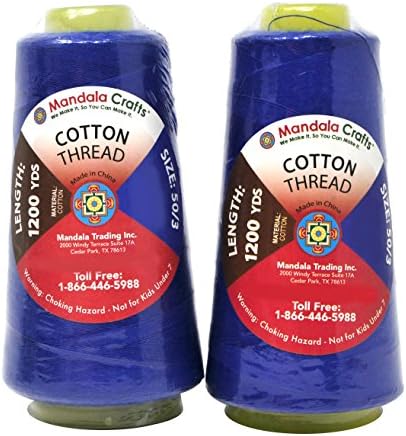 Mandala Crafts Royal Blue Mercerized Cotton Thread for Sewing Quilting