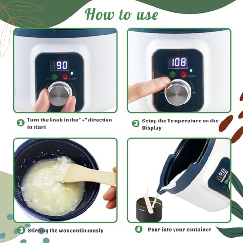 Handnatur 4lb Soy Wax Melt Kit with Digital Wax Melting Pot,
