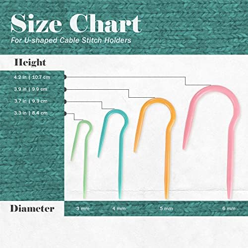 16 Piece U-Shaped Cable Needles - Stitch Holders for Knitting and Crocheting