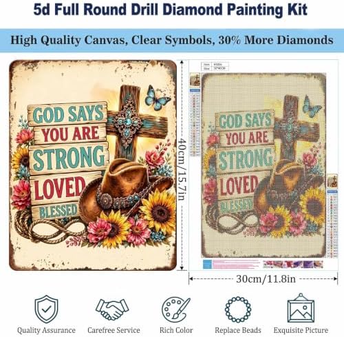 TOPCLTV Western Cross Diamond Art Kits for Adults, Faith Diamond Painting