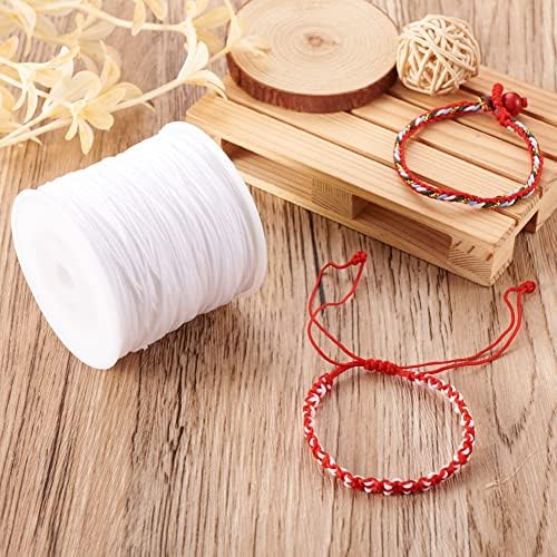 0.8mm White Nylon Cord for Jewery Making, 100 Yards Kumihimo Bracelet String Beading Thread for Braided Ornament Lanyard Chinese Knot Macrame Craft