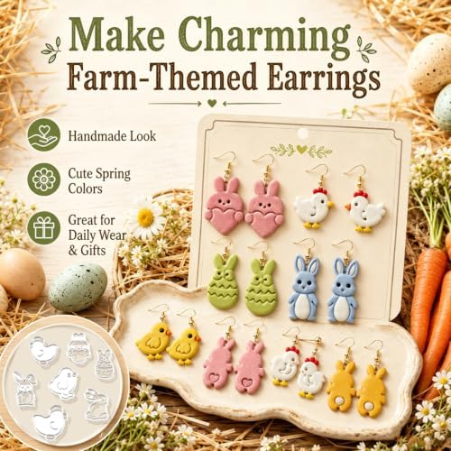 9PCS Farm Easter Clay Cutters