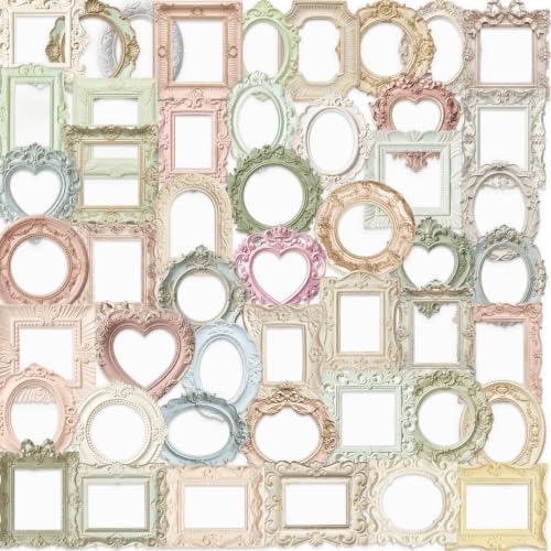 50PCS Vintage Frame Stickers | Transparent Scrapbook Stickers for Junk,Journal,Planners, DIY Crafts, Card Making, Art Aesthetic Scrapbooking Supplies