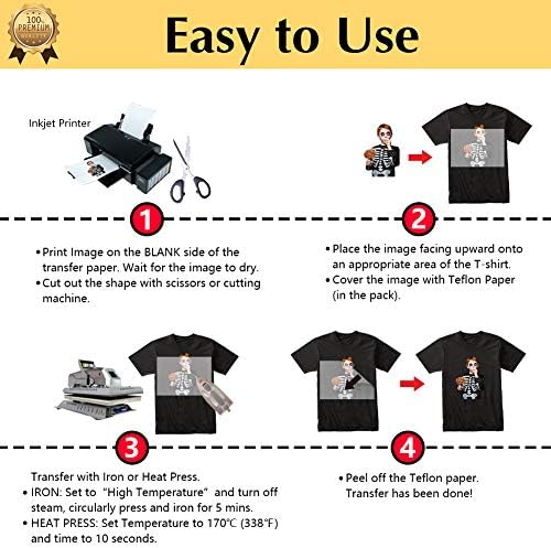 TransOurDream Heat Transfer Paper for Dark T Shirts (10 Sheets, 8.5x11'') Glow in THE Dark Iron on Transfers Paper Printable Heat Transfer Vinyl for Inkjet Printer