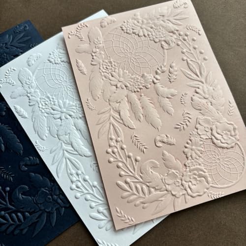 Flower 3D Embossing Folder for Card Making, Floral Plastic Textured Template for Paper Crafting Card Making Scrapbooking Supplies
