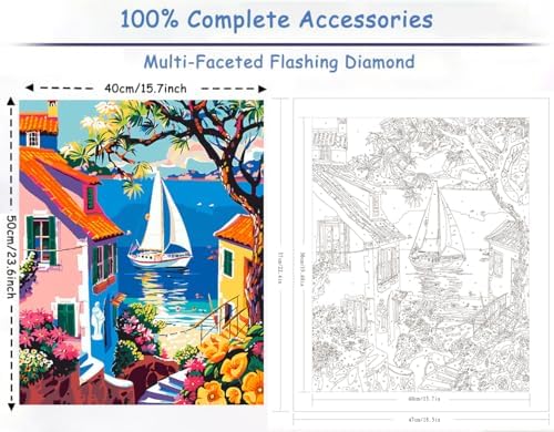 ZTOTZ Paint by Number for Adults Landscape, Village Scenery Adult Paint by Number Kits on Canvas, DIY Landscape Digital Oil Number Painting for Festival Gift Decor (16x20 Inch)