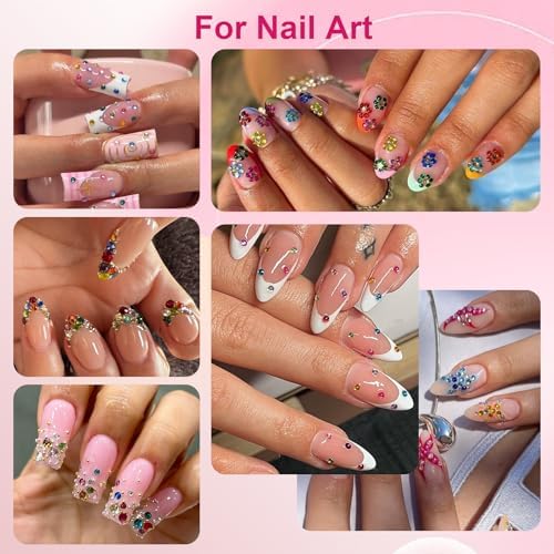 Canvalite 5000Pcs Resin Rhinestones for Crafting with 10ml B7000 Jewelry Glue, 1 Box Flatback Crystals Diamond (Colorful) for Bedazzling Crafts DIY Nail Art Non Hotfix Gems for Clothing Shoes Tumblers