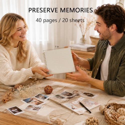 7x7 Inch Scrapbook DIY Photo Album, 20 Sheets (40 Pages), Beige