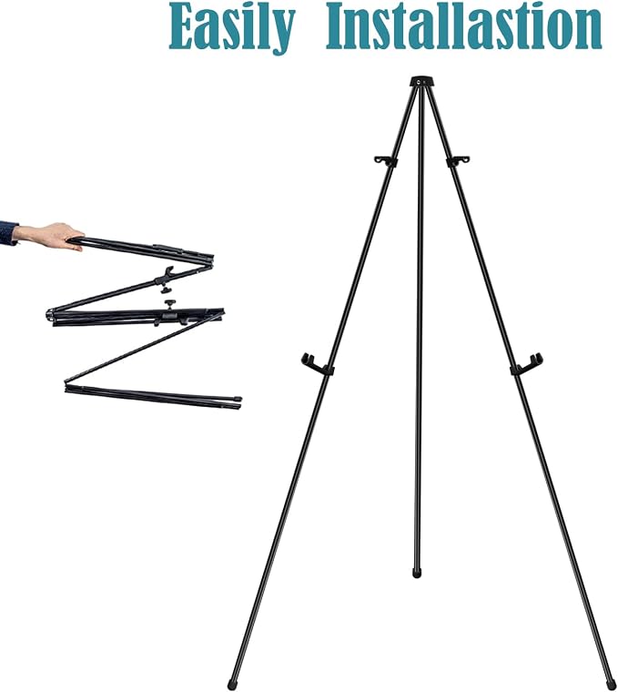 JIUYE 2Pack 63in Instant Easels for Display, Metal Easel Stand | Height Adjustable Metal Floor Tripod for Wedding Posters with Bags,Easy Setup and Breakdown,Light weight for Indoor Use