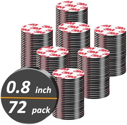 72 Pack, 0.8 in /20mm Round Magnets with Adhesive Backing, Strong Adhesive Small Magnet Dots 0.08” Thick, Anisotropy Circle Flexible Magnets for DIY, Art Projects, Whiteboards & Fridge