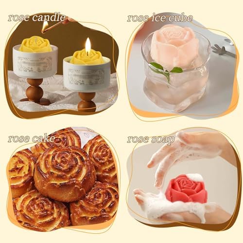 Rose Silicone Mold, 3 Pack Rose Candle Molds 18 Cavity