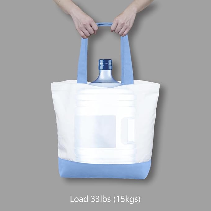 TOPDesign 1-Pack Super Strong Large 12oz Cotton Canvas Tote Bag, Reusable Grocery Shopping Cloth Bag, Fashionable Two-Tone Tote for Crafts, DIY Your Creative Designs