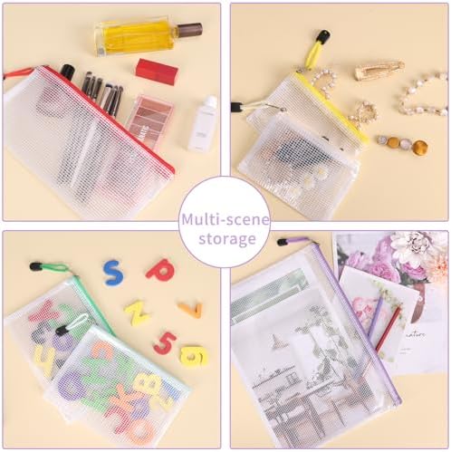 EOOUT 42pcs Mesh Zipper Pouch, 8 Sizes Waterproof Zipper Bags, 17 Colors, Multipurpose for Board Games Travel Storage, School Supplies, and Home Organization
