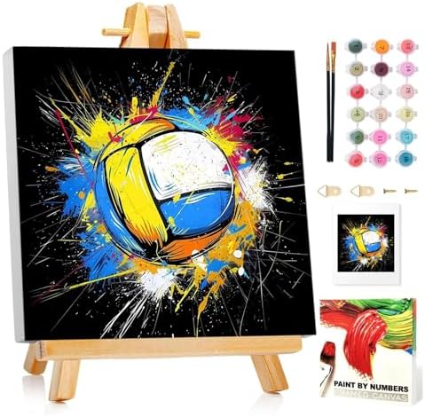 Volleyball Paint by Numbers Kit for Kids, 8x8 inch