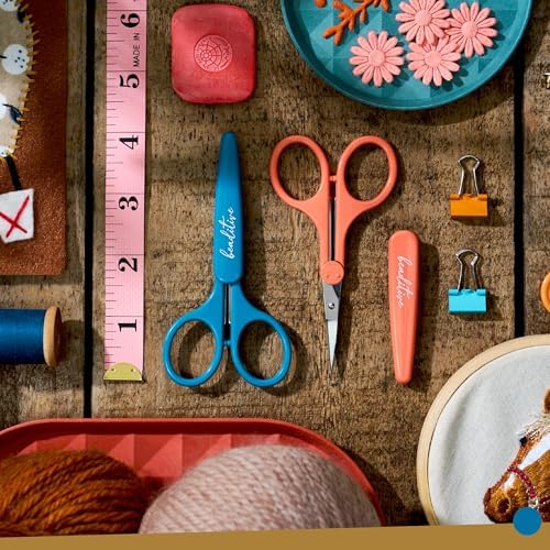 Beaditive High Precision Detail Scissors Set (2-Pc) Sharp, Fine Tips | Paper Cutting, Scrapbooking, Sewing, Crafting | Stainless Steel | Protective Cover (Mid Century)
