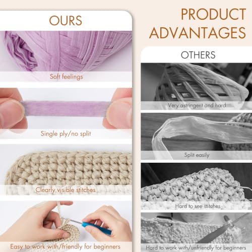 NICEEC 6 Skeins Soft Tape Yarn-Light Purple