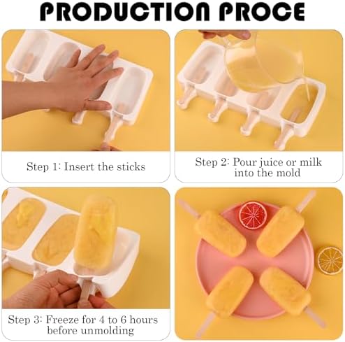 Sakolla Large Oval 4 Cavities Silicone Popsicle Molds, Set of 3
