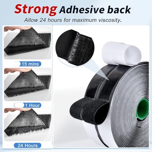 1 Inch x 27Ft Hook and Loop Strips with Adhesive, Double Sided Self Adhesive, Nylon Self Tape for Home Office School and Crafting