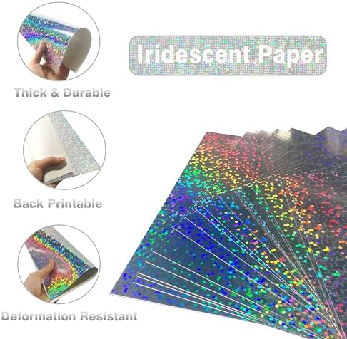 Holographic Silver Cardstock 8.5x11, 92lb/250GSM Shimmer 20 Sheets