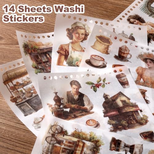 Vintage Scrapbooking Stickers 300 Pre-Cut PET People &Washi Stickers
