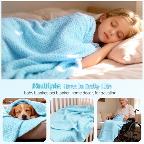 Aeelike Crochet Blanket Kit for Beginners, Easy Soft Crochet Kit, Blue