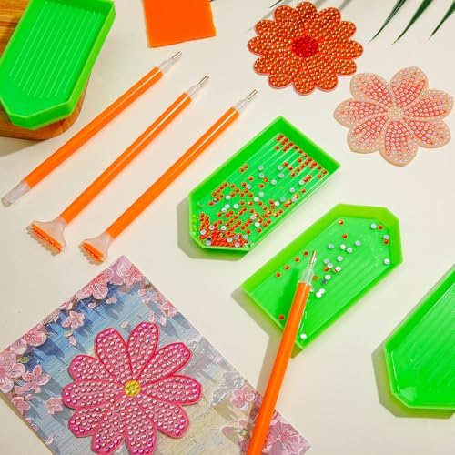 Affrolling 90 Pcs Diamond Art Tools, Drill Pens Trays Glue Clay